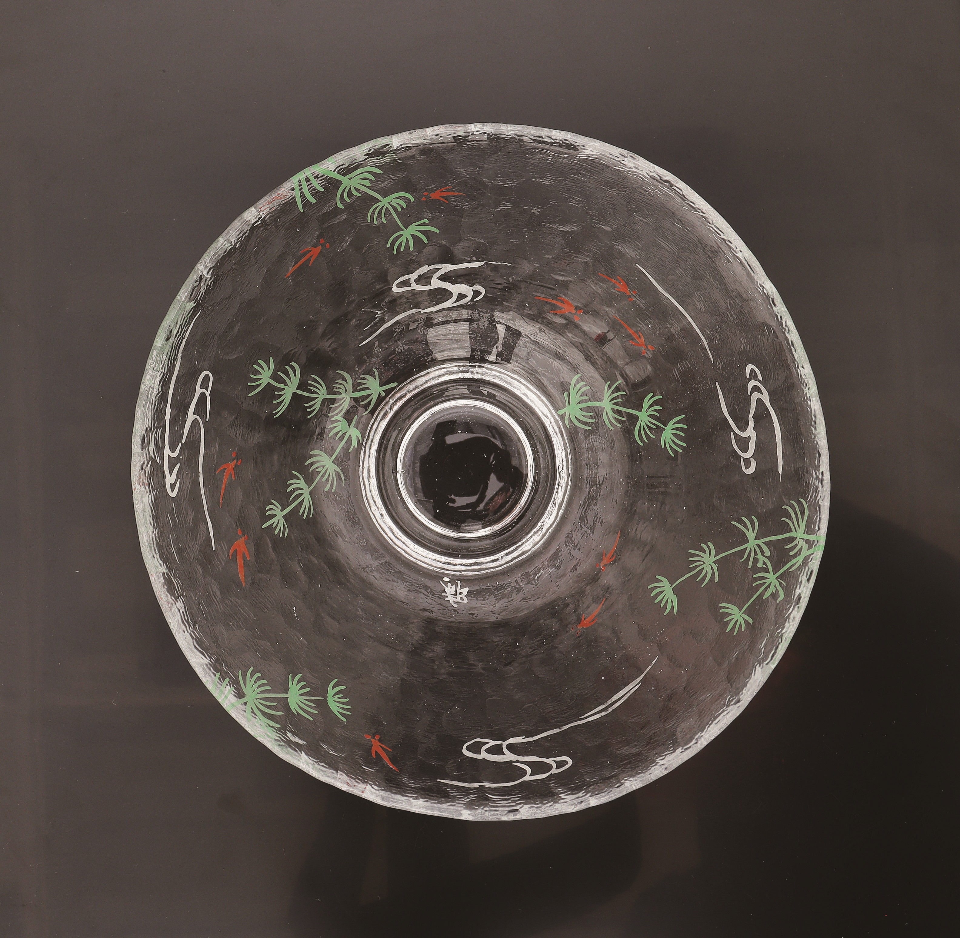 ガラス平茶碗　水草メダカ　＜耐熱＞　今岡都　紙箱